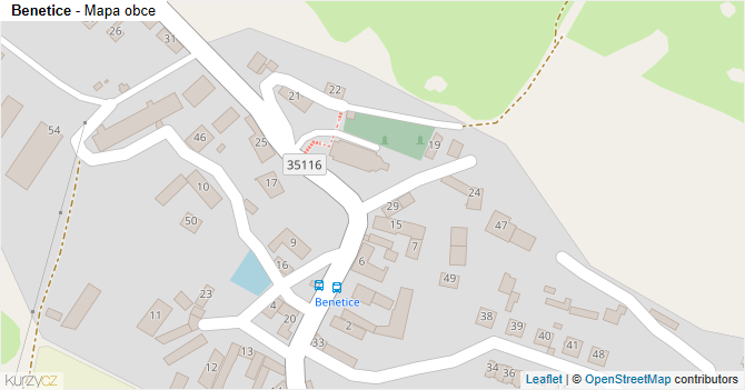 Benetice - mapa obce