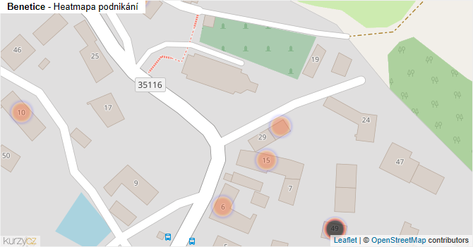 Benetice - mapa podnikání
