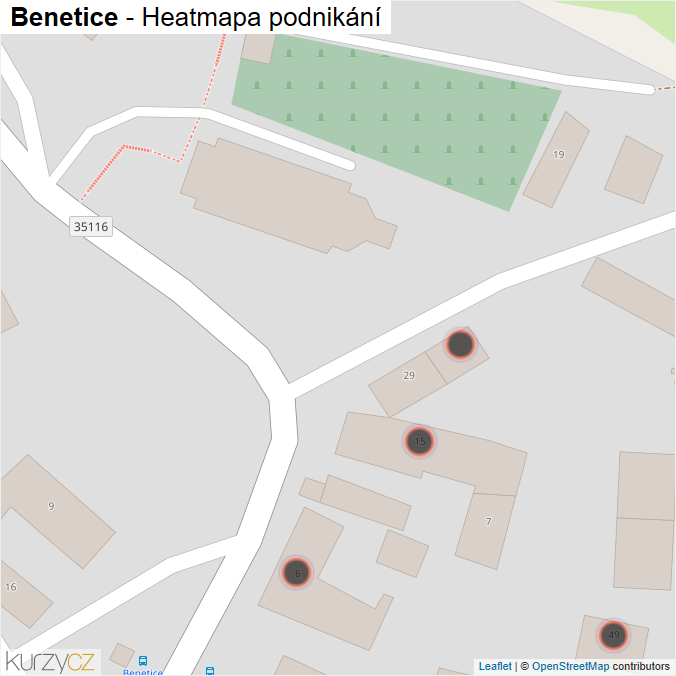 Mapa Benetice - Firmy v obci.