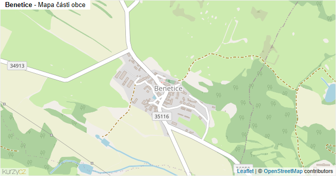Benetice - mapa části obce