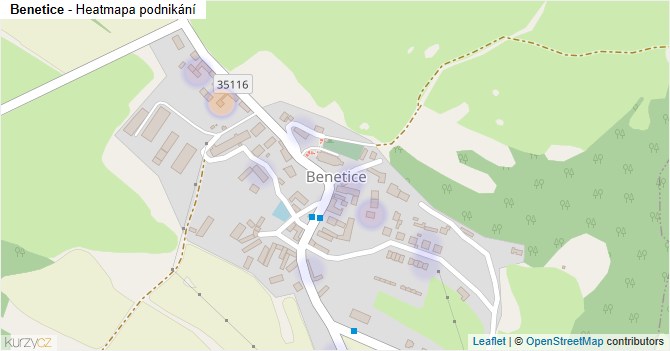 Benetice - mapa podnikání