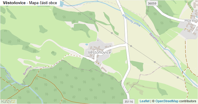 Věstoňovice - mapa části obce