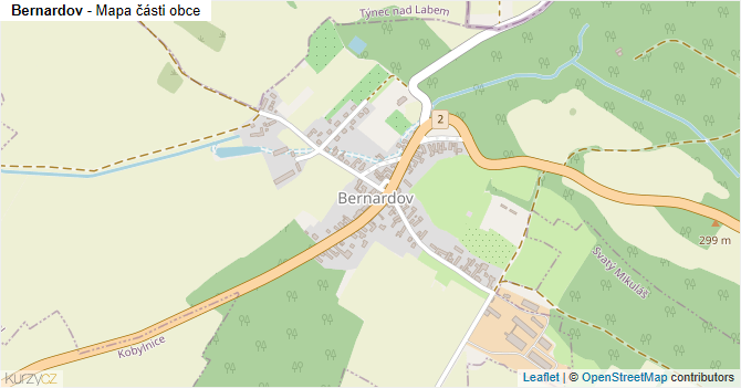 Bernardov - mapa části obce