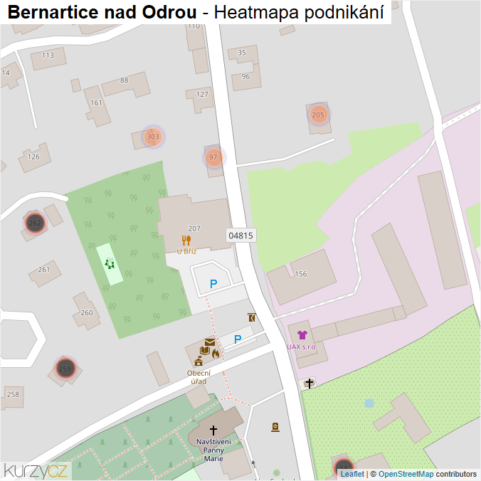 Mapa Bernartice nad Odrou - Firmy v obci.