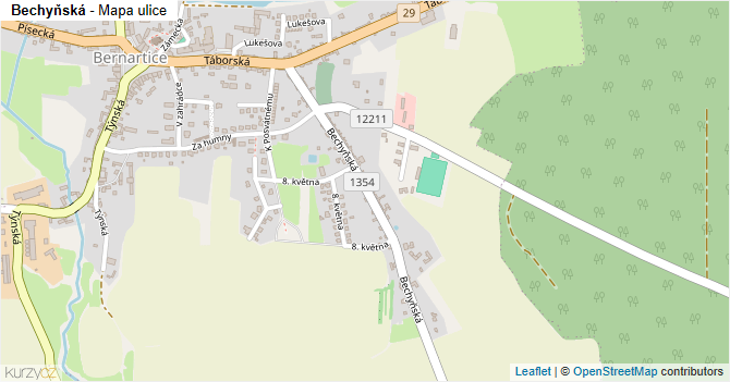 Bechyňská - mapa ulice