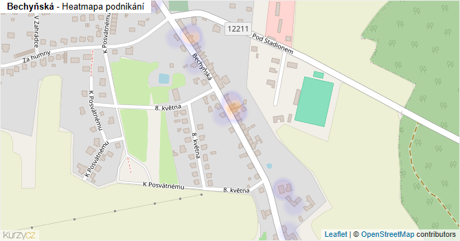 Bechyňská - mapa podnikání