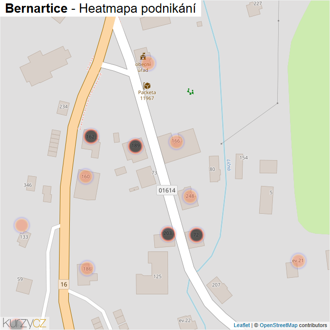 Mapa Bernartice - Firmy v obci.