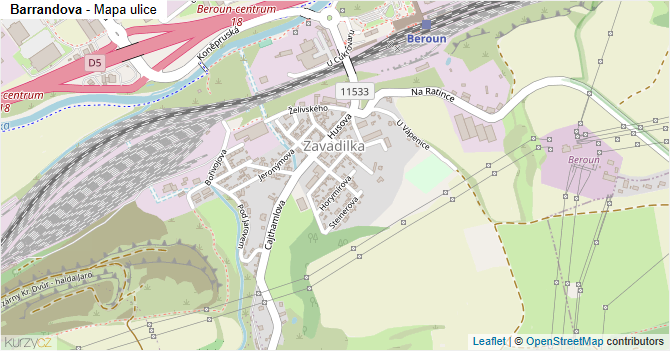 Barrandova - mapa ulice