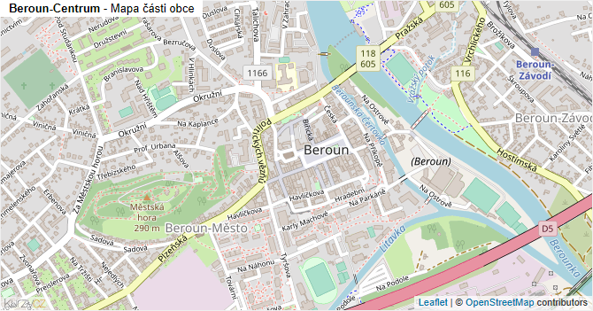 Beroun-Centrum - mapa části obce