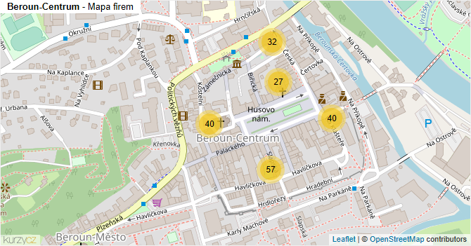 Beroun-Centrum - mapa firem