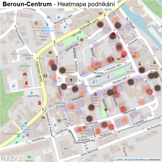 Mapa Beroun-Centrum - Firmy v části obce.