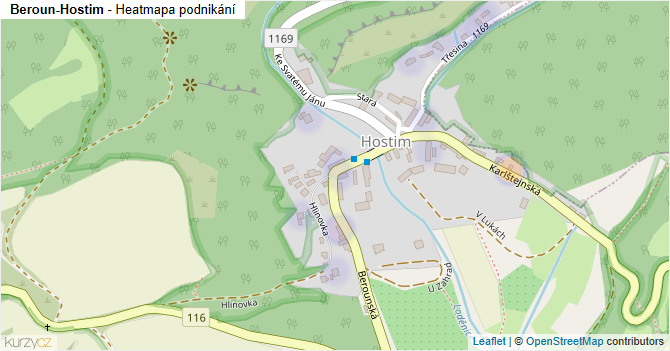 Beroun-Hostim - mapa podnikání