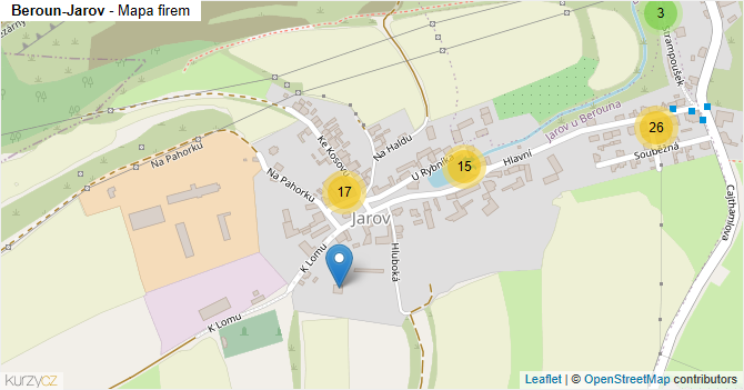 Beroun-Jarov - mapa firem