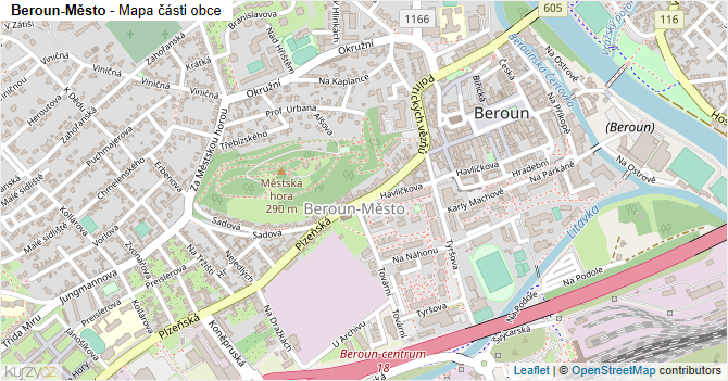Beroun-Město - mapa části obce