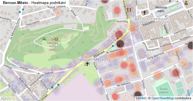 Beroun-Město - mapa podnikání