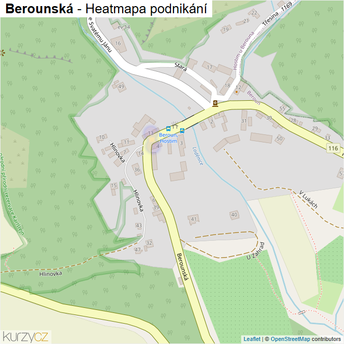 Mapa Berounská - Firmy v ulici.