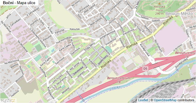 Boční - mapa ulice