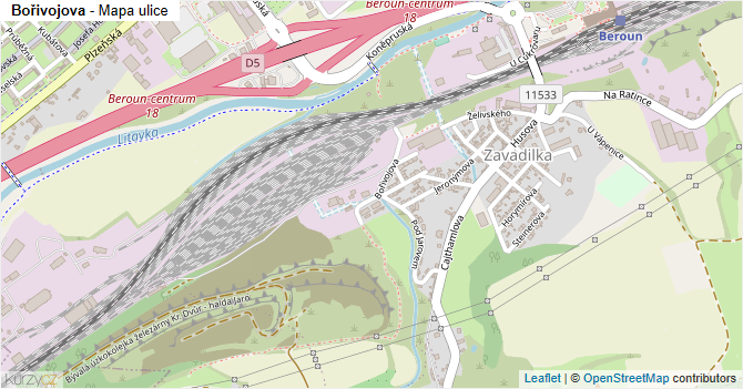 Bořivojova - mapa ulice