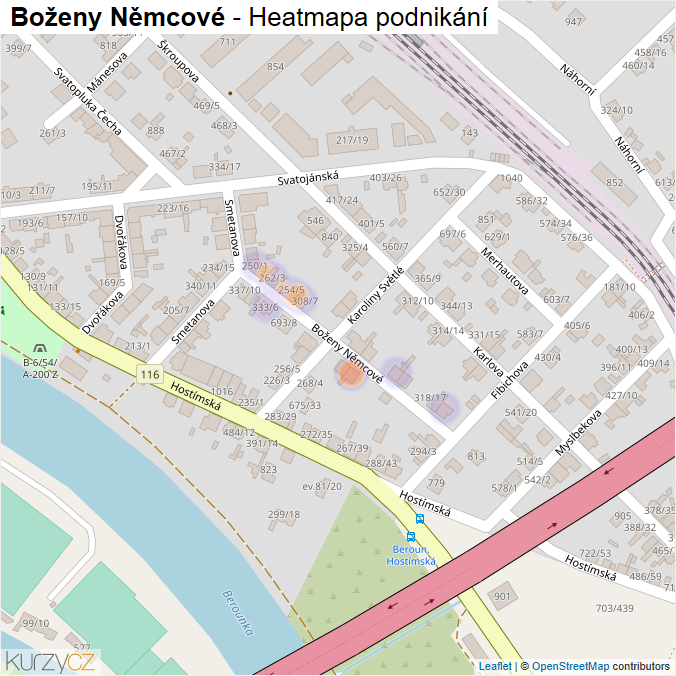 Mapa Boženy Němcové - Firmy v ulici.