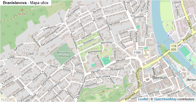 Branislavova - mapa ulice