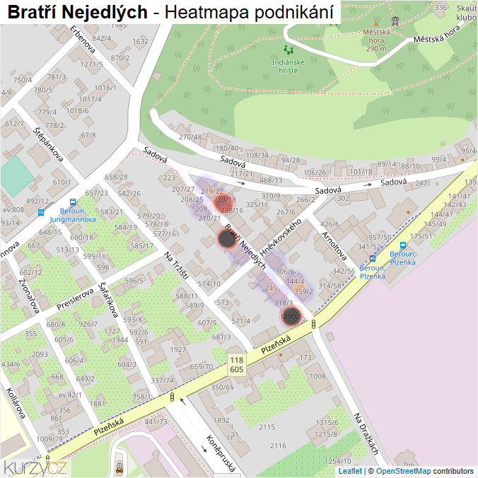 Mapa Bratří Nejedlých - Firmy v ulici.