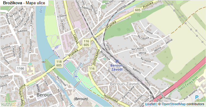 Brožíkova - mapa ulice