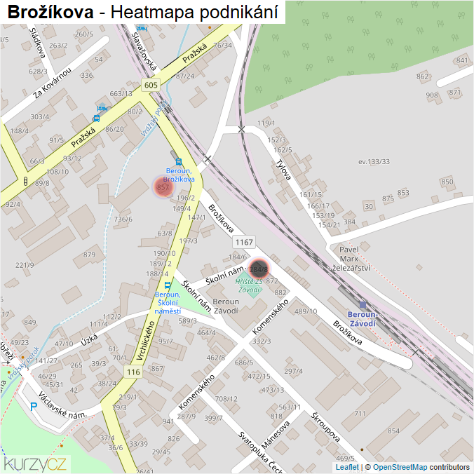 Mapa Brožíkova - Firmy v ulici.