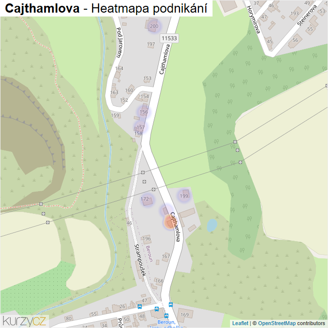 Mapa Cajthamlova - Firmy v ulici.