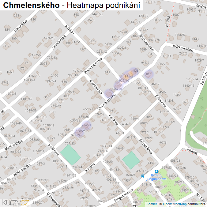 Mapa Chmelenského - Firmy v ulici.