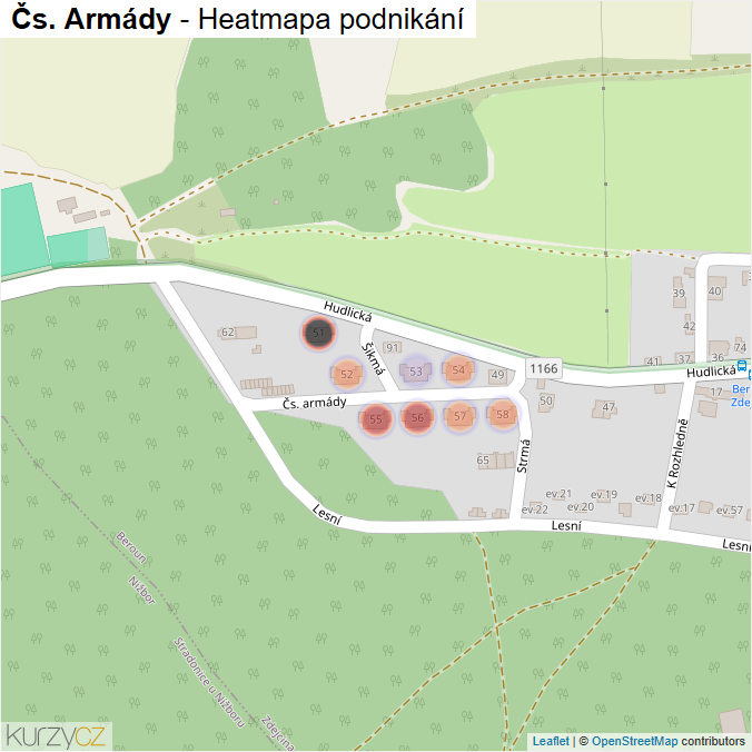 Mapa Čs. Armády - Firmy v ulici.