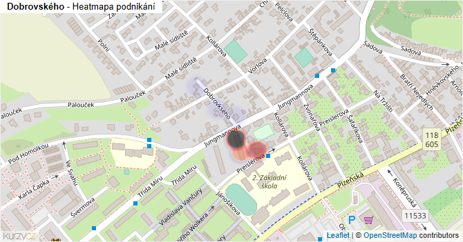 Dobrovského - mapa podnikání