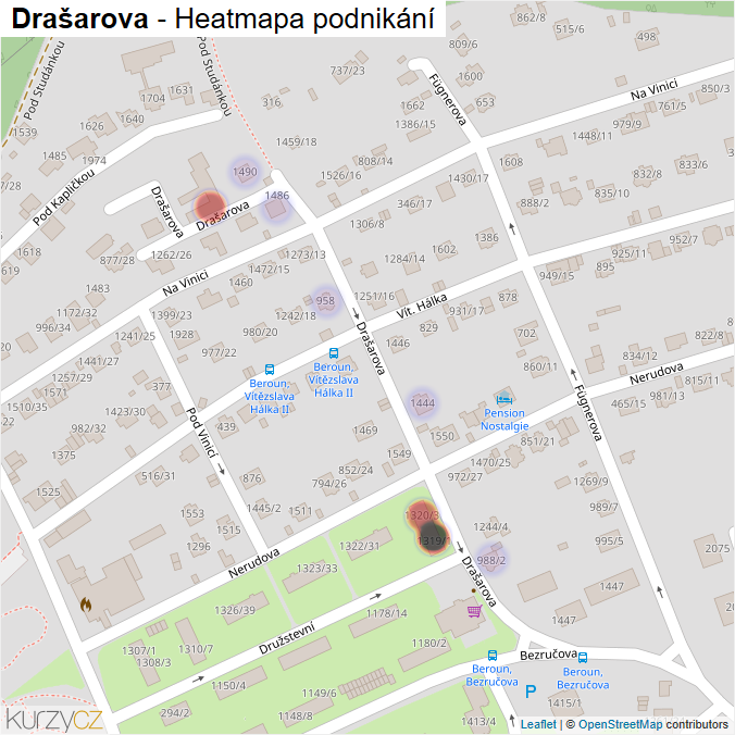 Mapa Drašarova - Firmy v ulici.