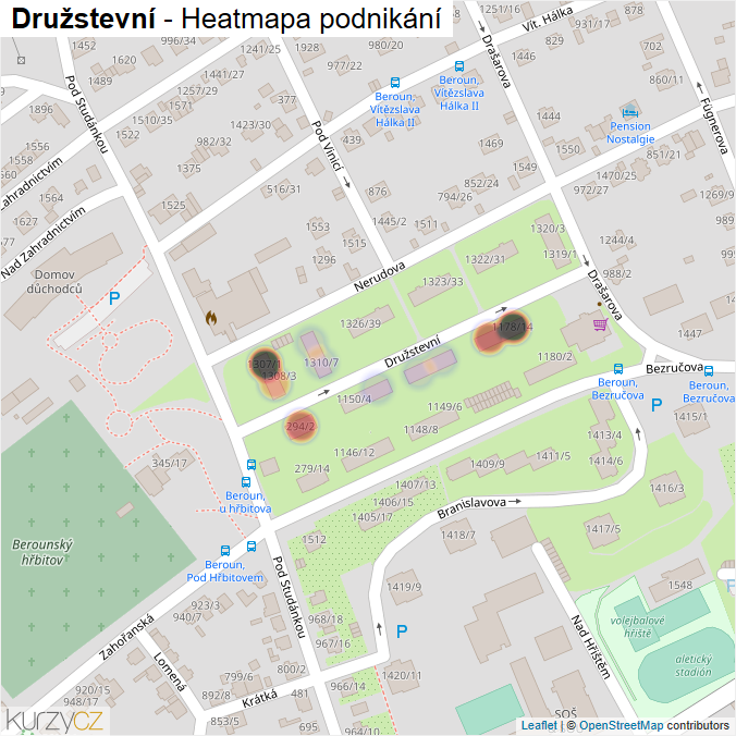 Mapa Družstevní - Firmy v ulici.
