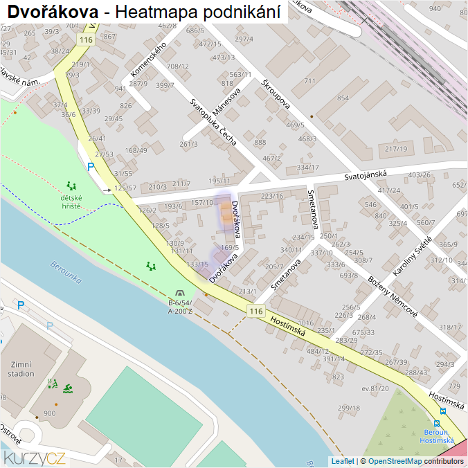 Mapa Dvořákova - Firmy v ulici.
