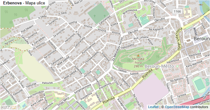 Erbenova - mapa ulice