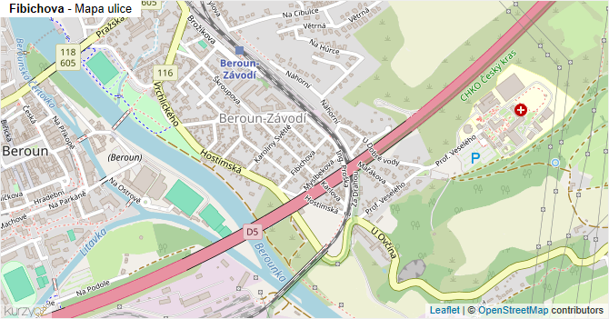 Fibichova - mapa ulice
