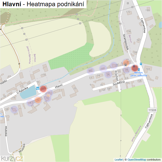 Mapa Hlavní - Firmy v ulici.