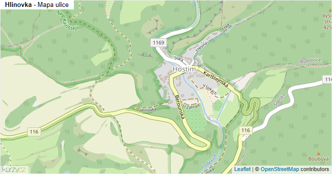 Hlinovka - mapa ulice