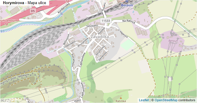 Horymírova - mapa ulice