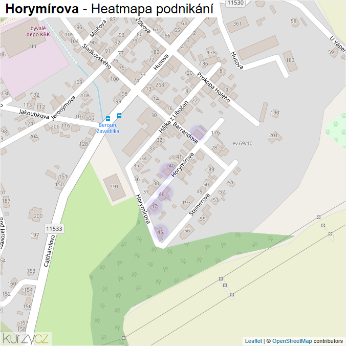 Mapa Horymírova - Firmy v ulici.
