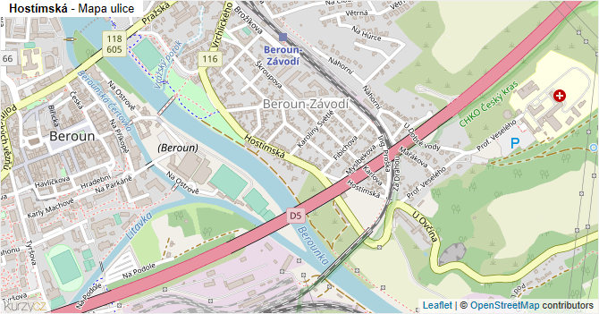 Hostímská - mapa ulice