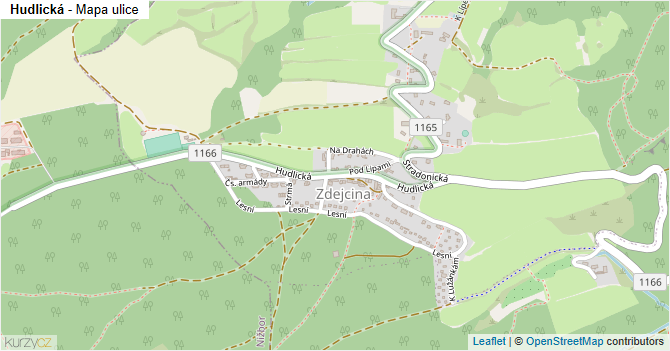 Hudlická - mapa ulice