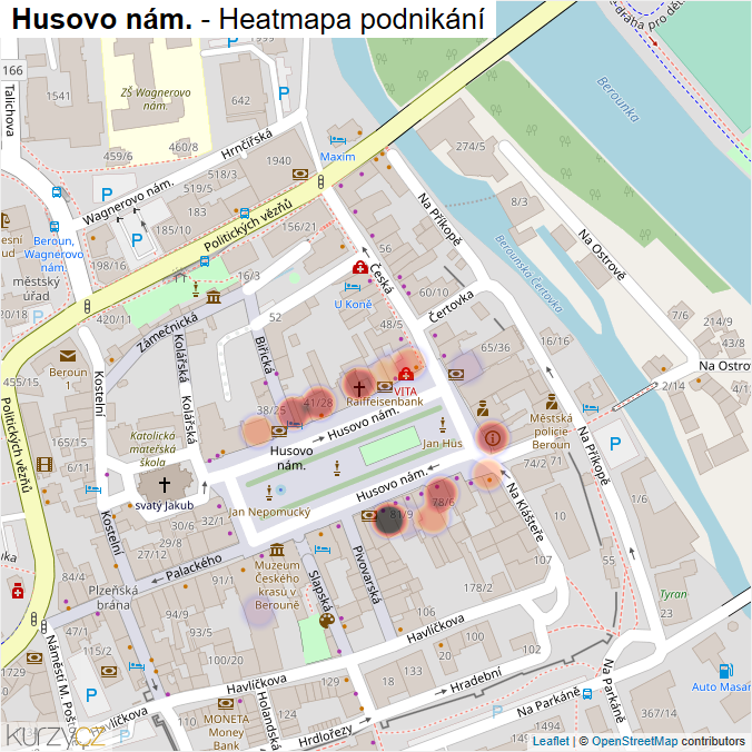 Mapa Husovo nám. - Firmy v ulici.