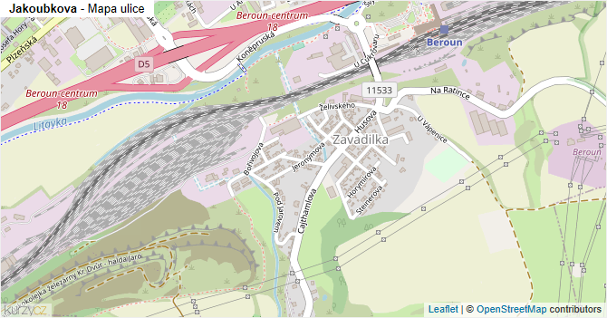 Jakoubkova - mapa ulice