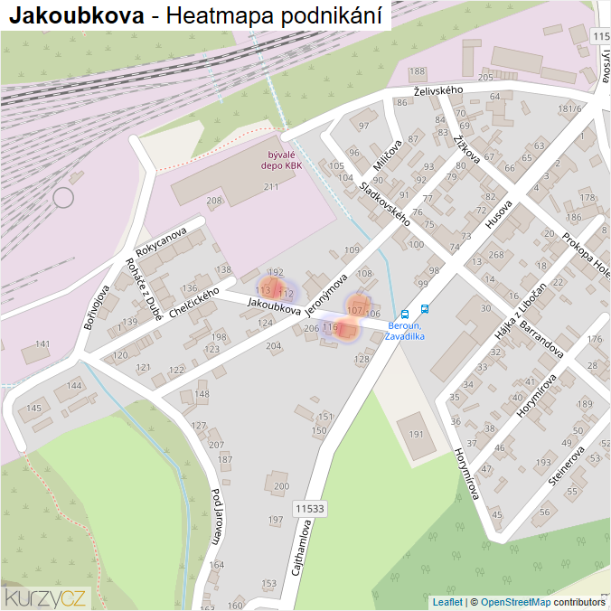 Mapa Jakoubkova - Firmy v ulici.