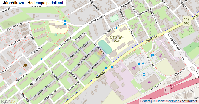 Jánošíkova - mapa podnikání