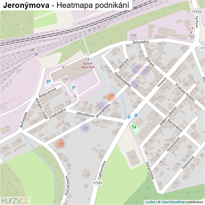 Mapa Jeronýmova - Firmy v ulici.