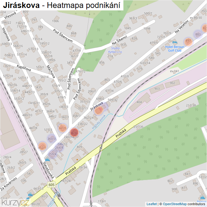 Mapa Jiráskova - Firmy v ulici.