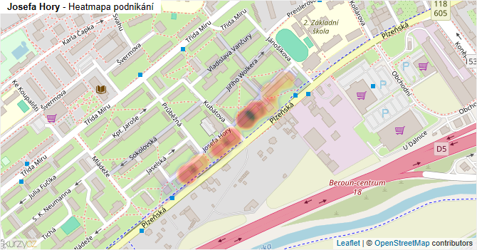 Josefa Hory - mapa podnikání