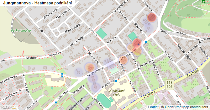 Jungmannova - mapa podnikání